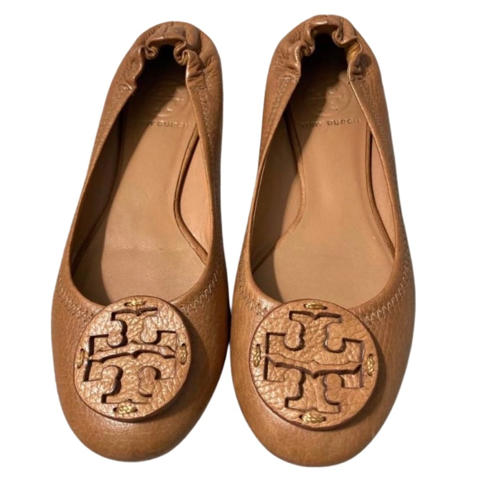 Tory Burch Camel Minnie Travel Flats Size 6.5